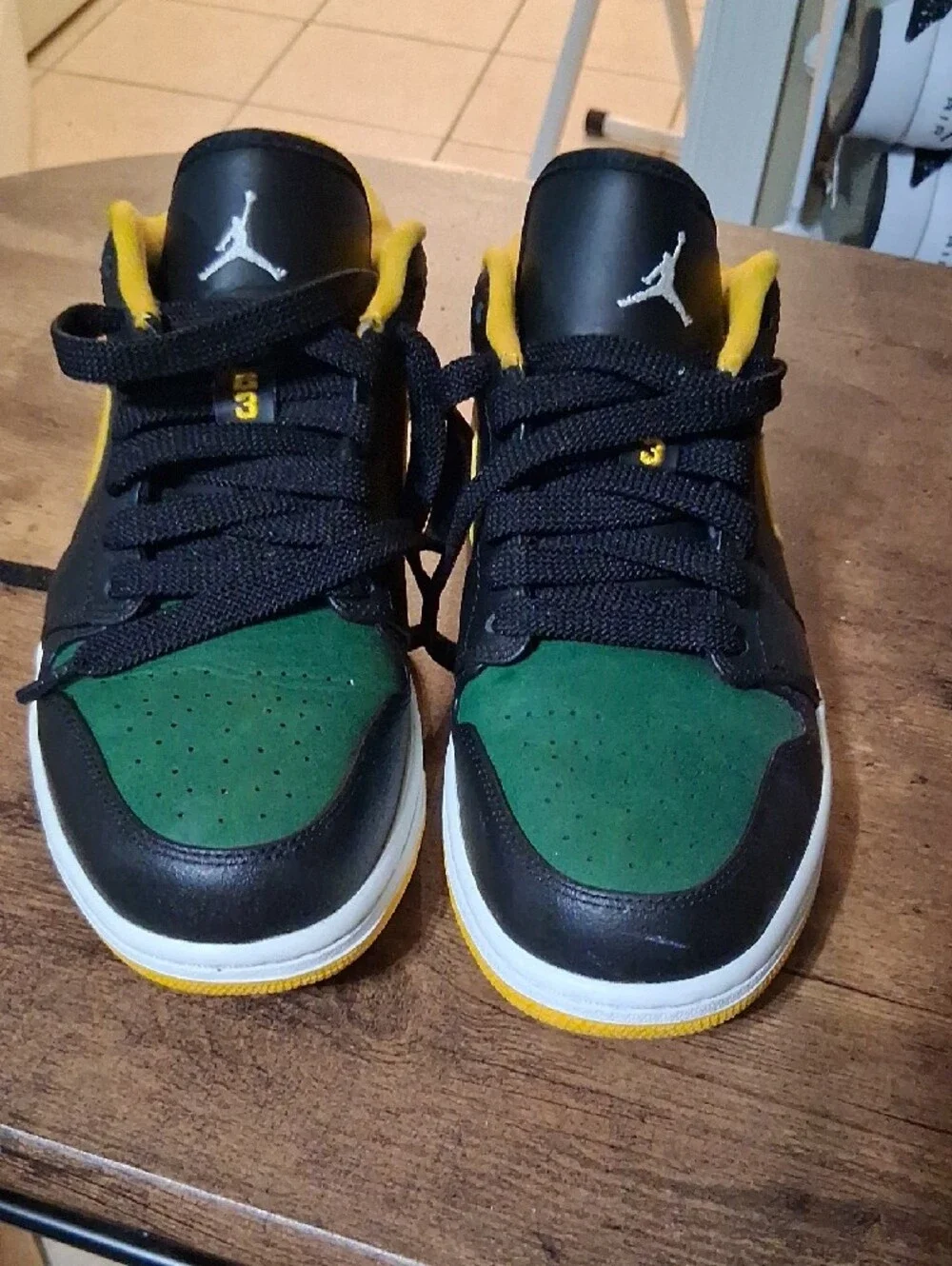 Jordan Low-Top Sneakers in Green, Black & Yellow